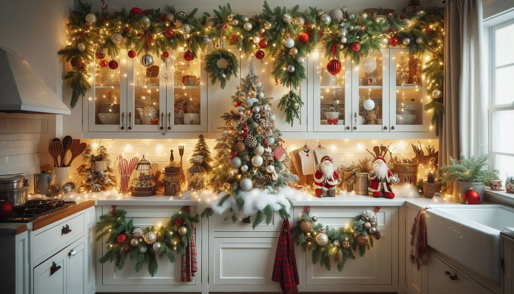 Christmas Decor Ideas for Kitchen Cabinets