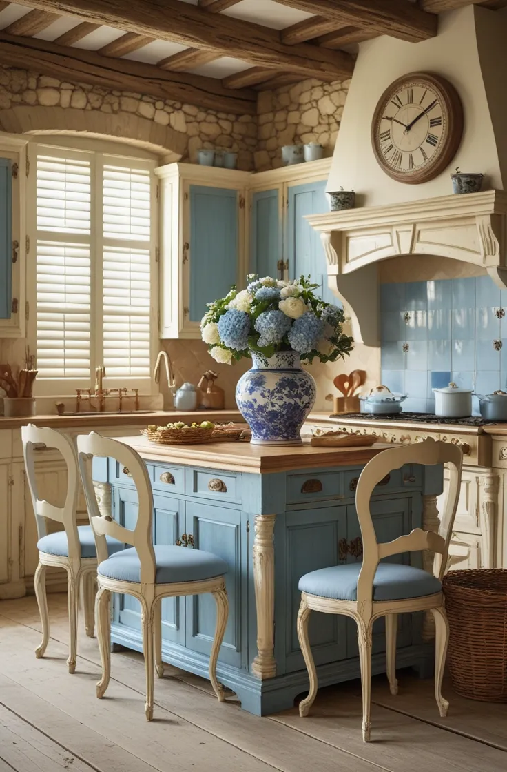 Blue French Country Kitchen Ideas
