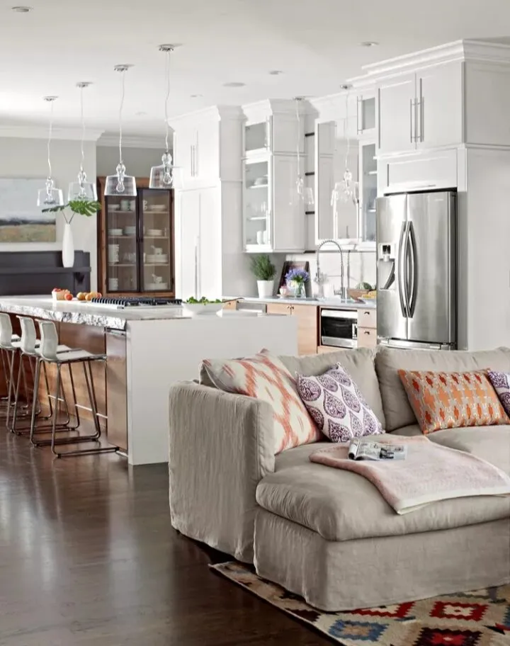 open concept kitchen living room layout