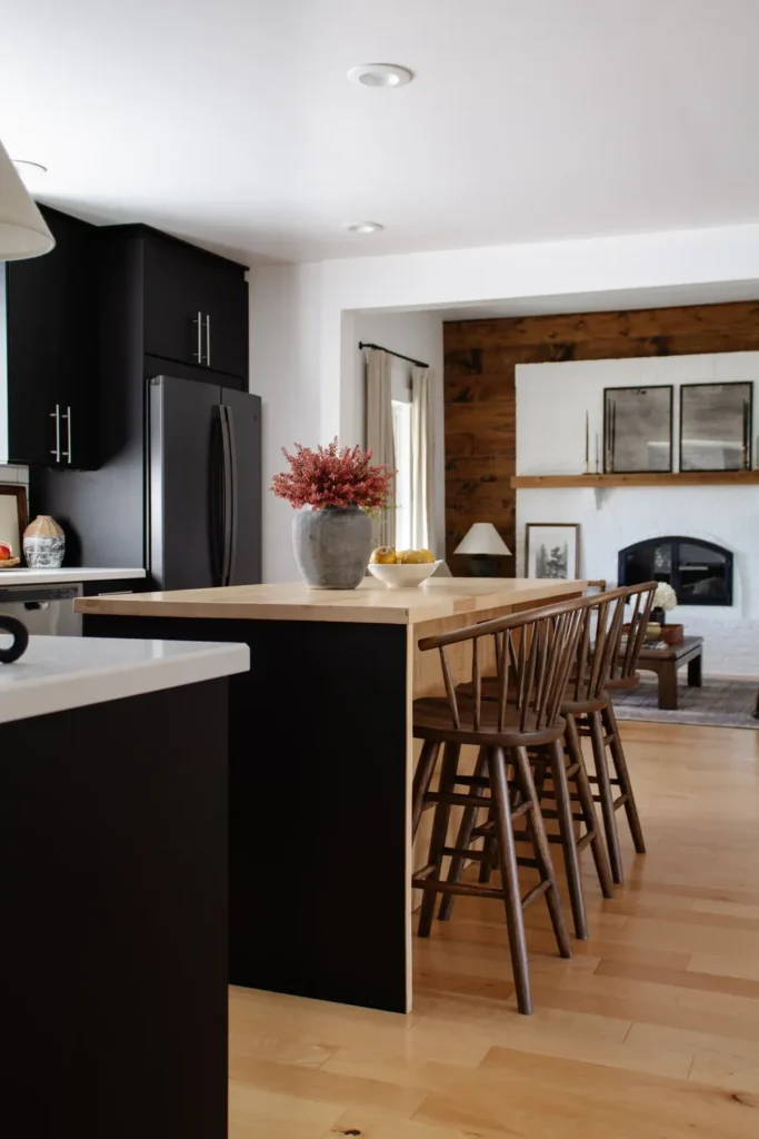 Black Kitchen Wood Countertop Designs