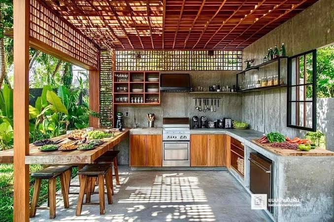 rustic outdoor kitchen on a budget