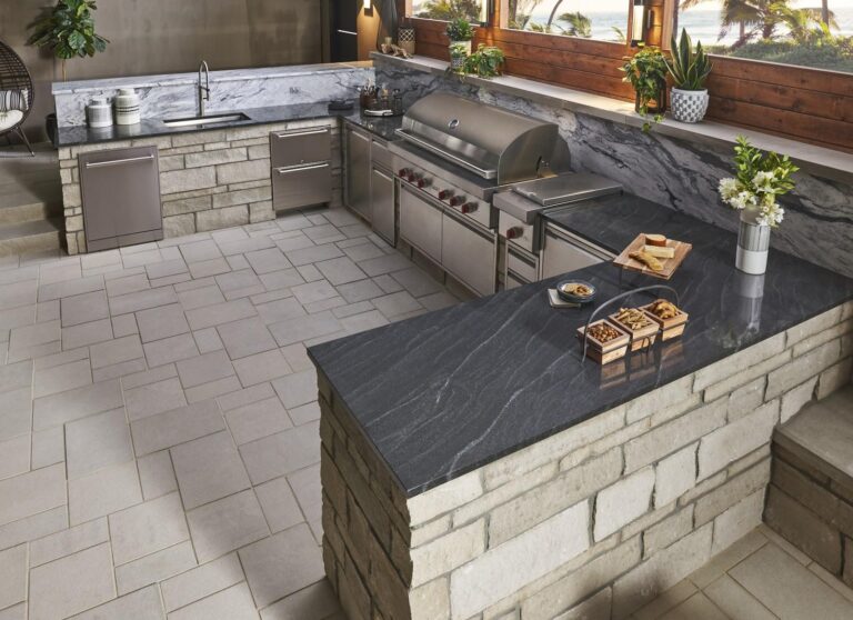 stone outdoor kitchen