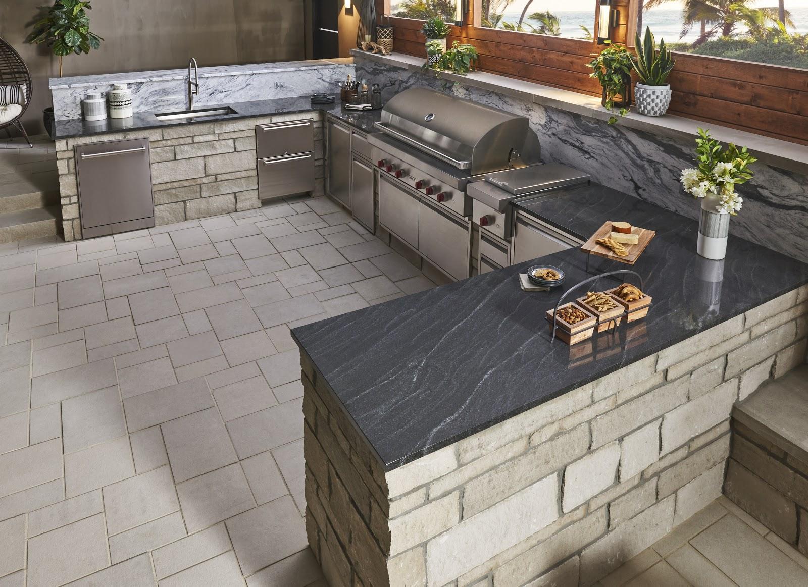 stone outdoor kitchen