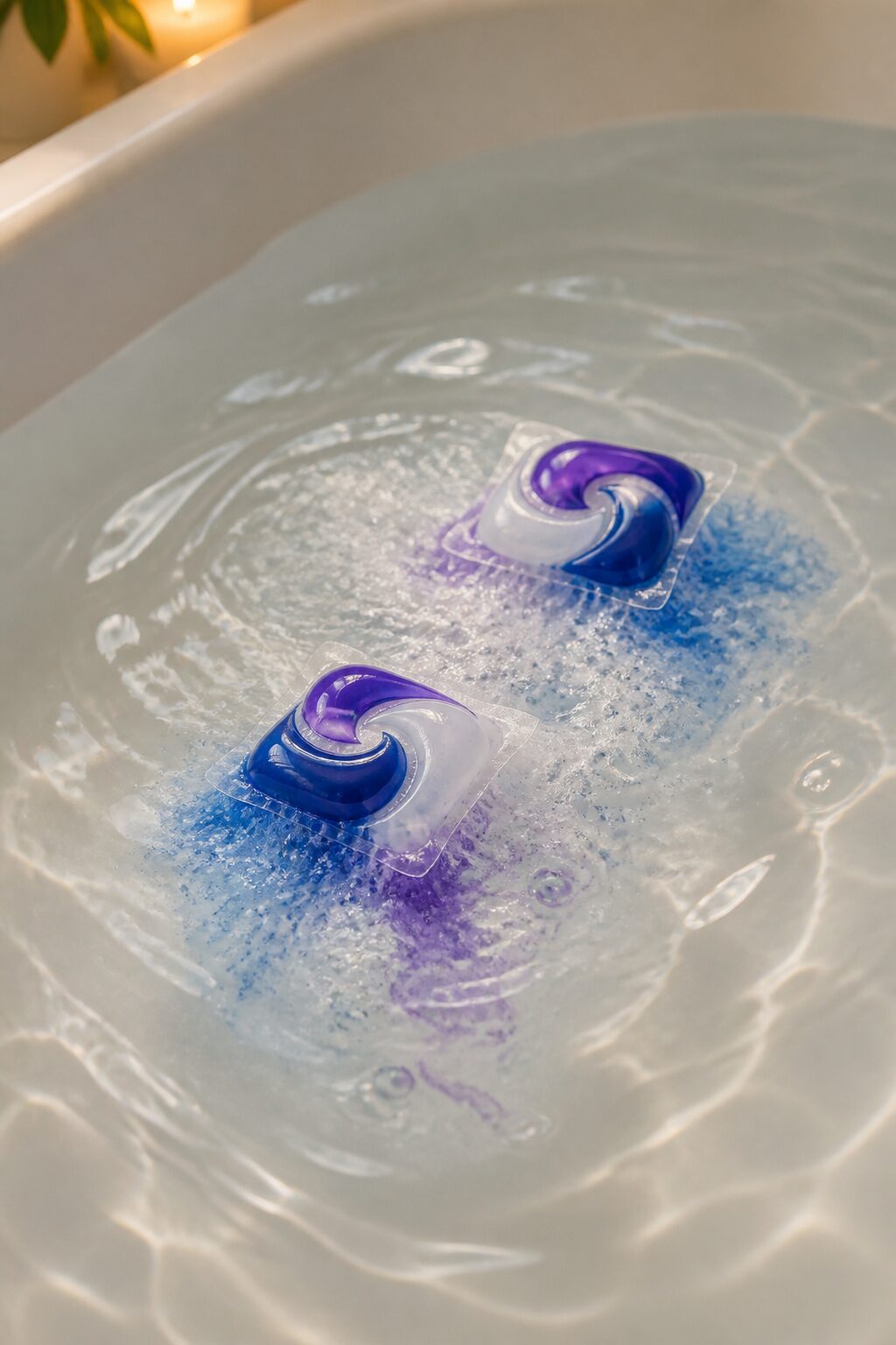 Cascade Platinum pods dissolving in warm tub water