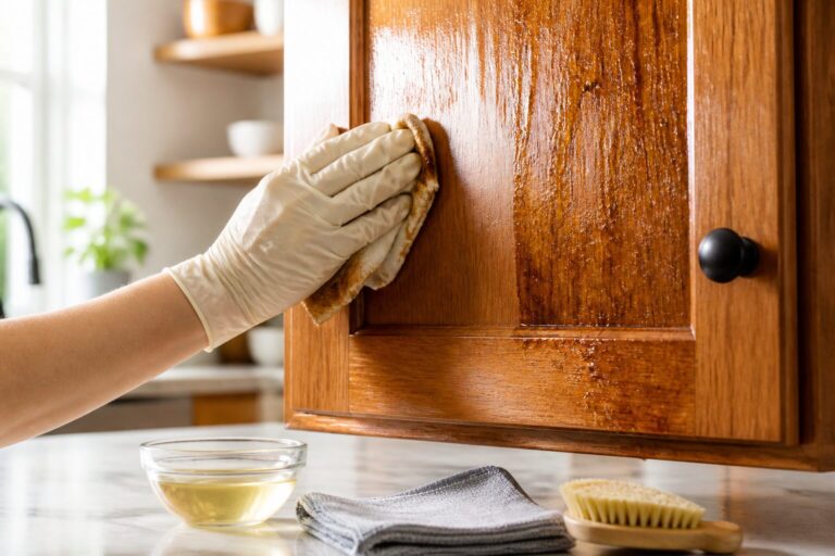 5 Secret Ways to Clean Gummy Kitchen Cabinets (When Nothing Else Works!)